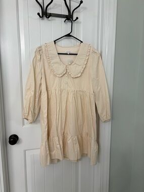Cream Ruffle Collar Babydoll Dress